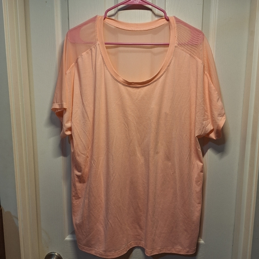 Peach Athletic T Shirt Mesh Back Women's 2X